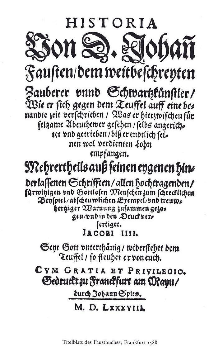 Page de garde d historia von johann fausten 1587